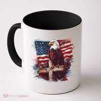 American USA Flag Christian Cross Eagle Coffee Mug thumb 0