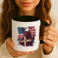 American USA Flag Christian Cross Eagle Coffee Mug thumb 3