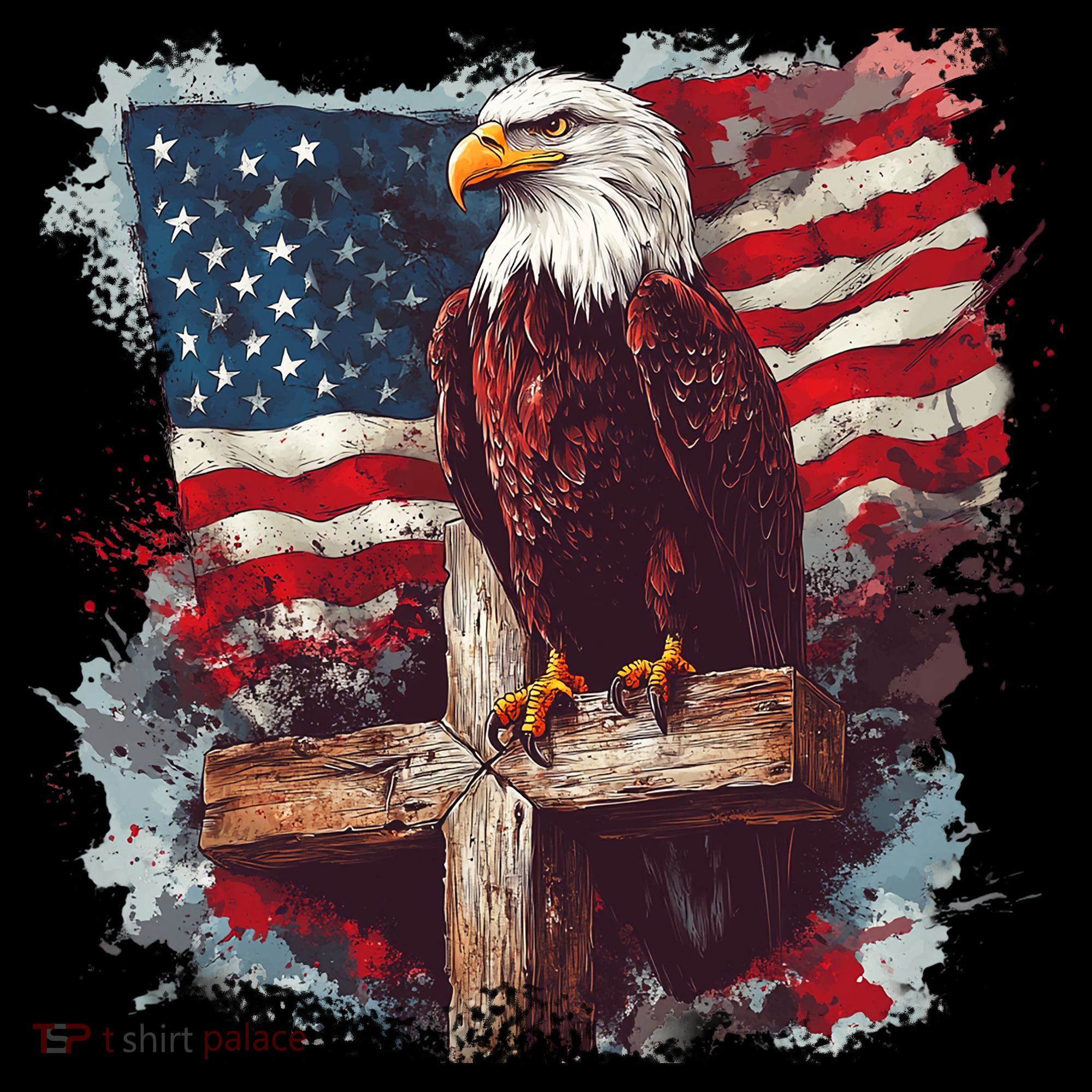 American USA Flag Christian Cross Eagle Women's Hoodie