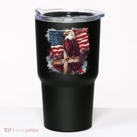 American USA Flag Christian Cross Eagle Tumbler thumb 0