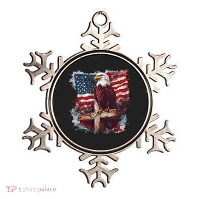 American USA Flag Christian Cross Eagle Ornament