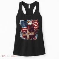 American USA Flag Christian Cross Eagle Women's Tank Top thumb 0