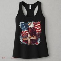American USA Flag Christian Cross Eagle Women's Tank Top thumb 3