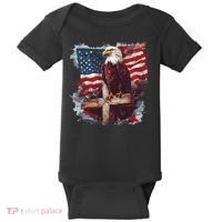 American USA Flag Christian Cross Eagle Baby Bodysuit thumb 0