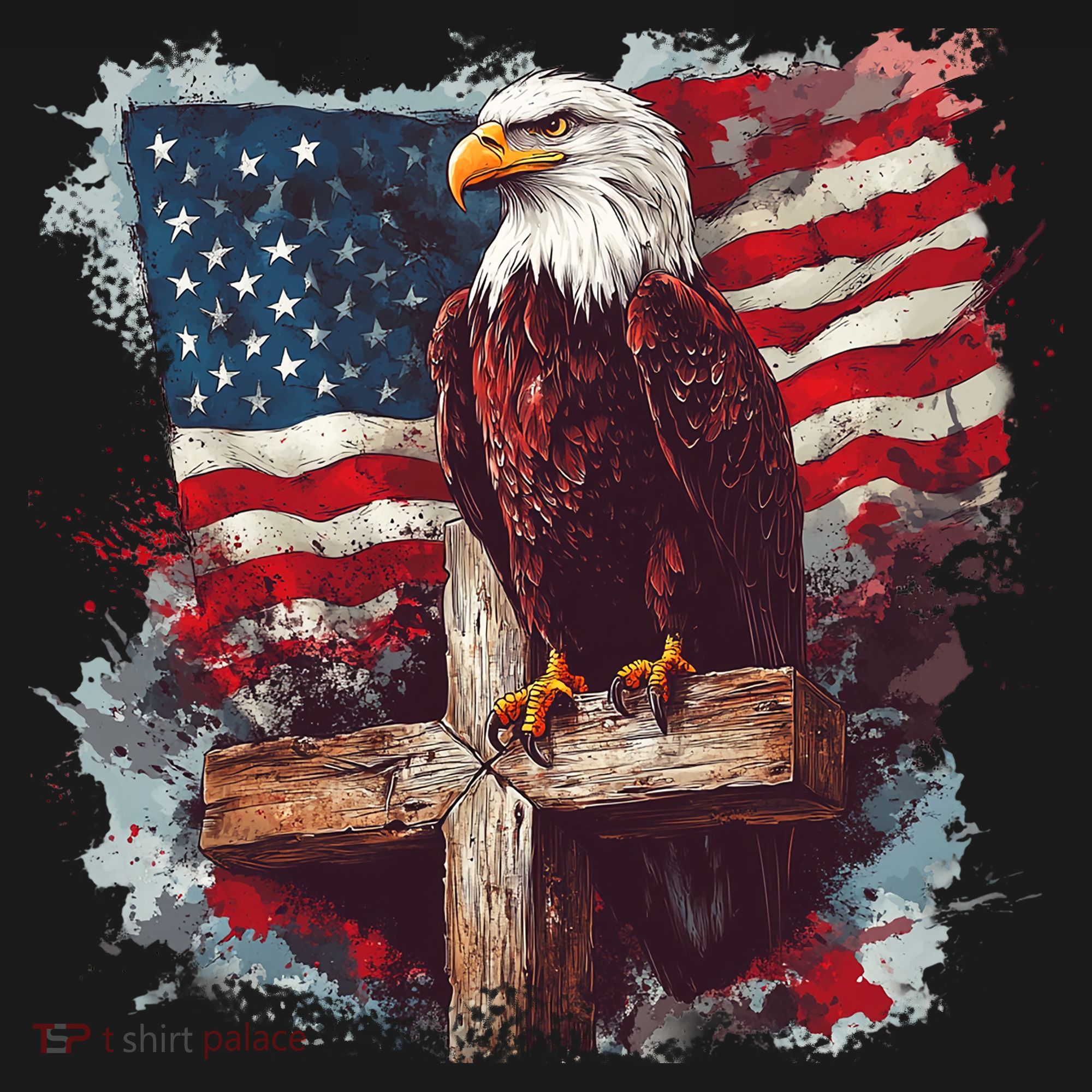 American USA Flag Christian Cross Eagle Baby Bodysuit