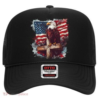 American USA Flag Christian Cross Eagle Hat