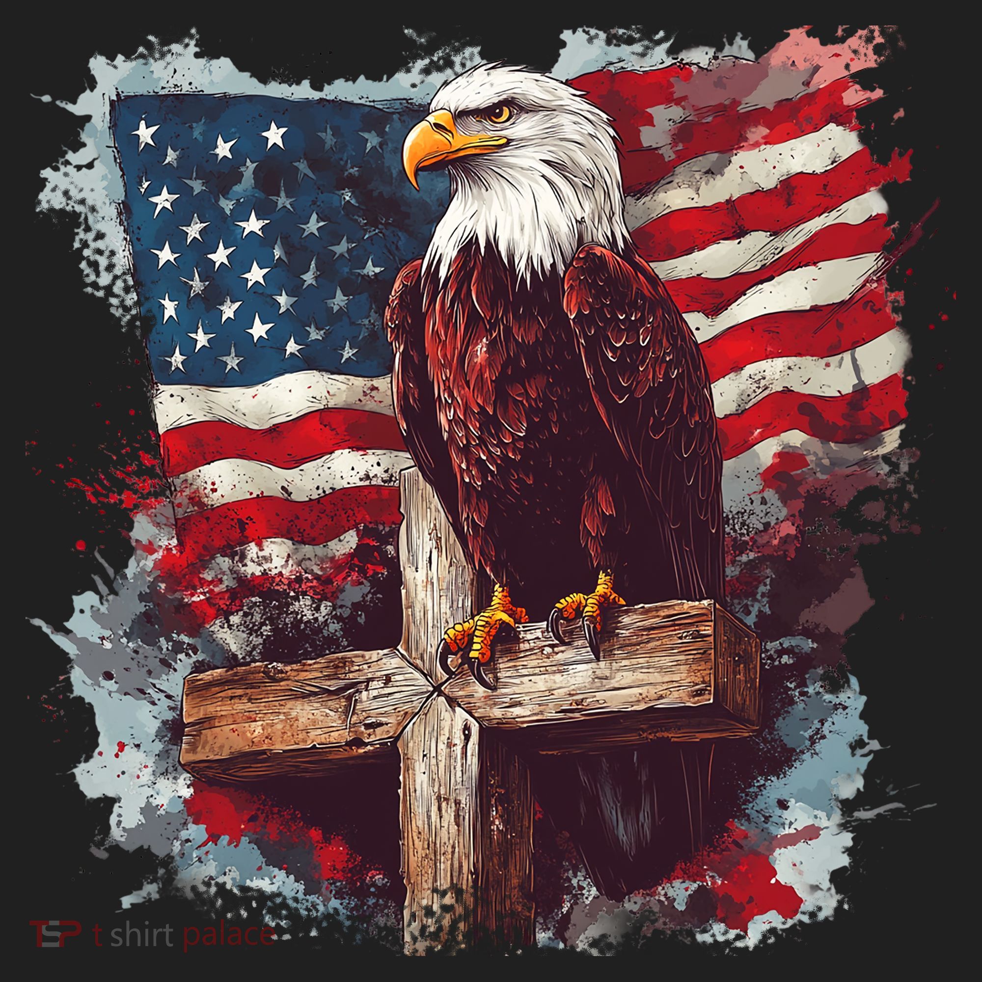 American USA Flag Christian Cross Eagle Hat