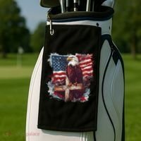 American USA Flag Christian Cross Eagle Golf Towel thumb 2