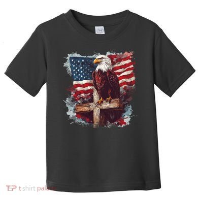 American USA Flag Christian Cross Eagle Toddler T-Shirt