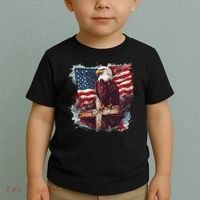 American USA Flag Christian Cross Eagle Toddler T-Shirt thumb 2