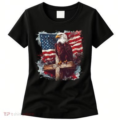 American USA Flag Christian Cross Eagle Women's T-Shirt