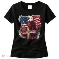American USA Flag Christian Cross Eagle Women's T-Shirt thumb 0