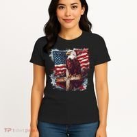American USA Flag Christian Cross Eagle Women's T-Shirt thumb 4