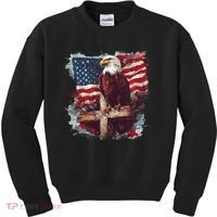American USA Flag Christian Cross Eagle Kids Sweatshirt thumb 0