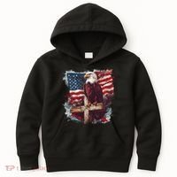 American USA Flag Christian Cross Eagle Kids Hoodie thumb 0