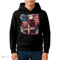 American USA Flag Christian Cross Eagle Kids Hoodie thumb 4