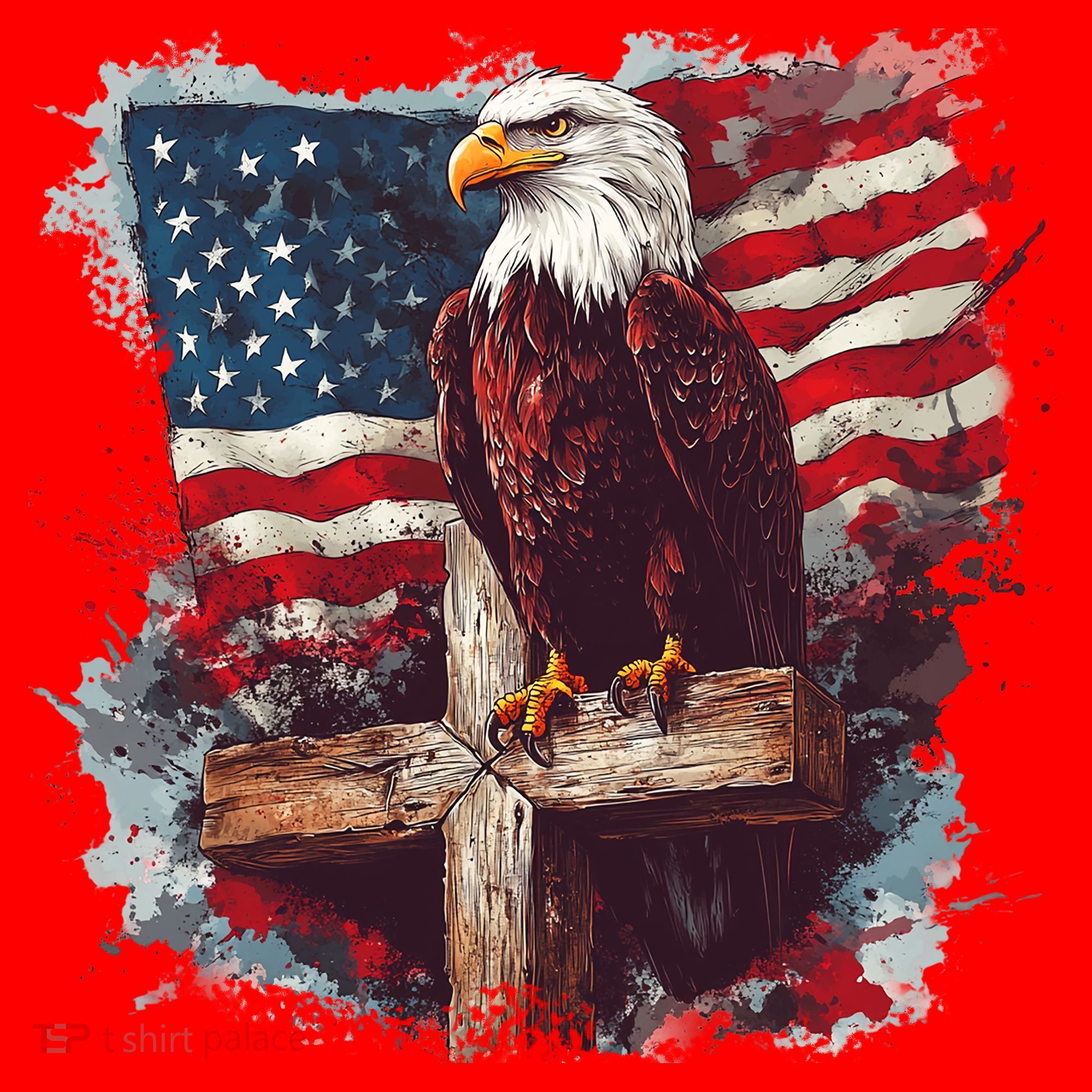 American USA Flag Christian Cross Eagle Santa Hat