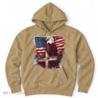 American USA Flag Christian Cross Eagle Hoodie thumb 0