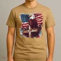 American USA Flag Christian Cross Eagle T-Shirt thumb 3