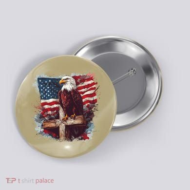 American USA Flag Christian Cross Eagle Button