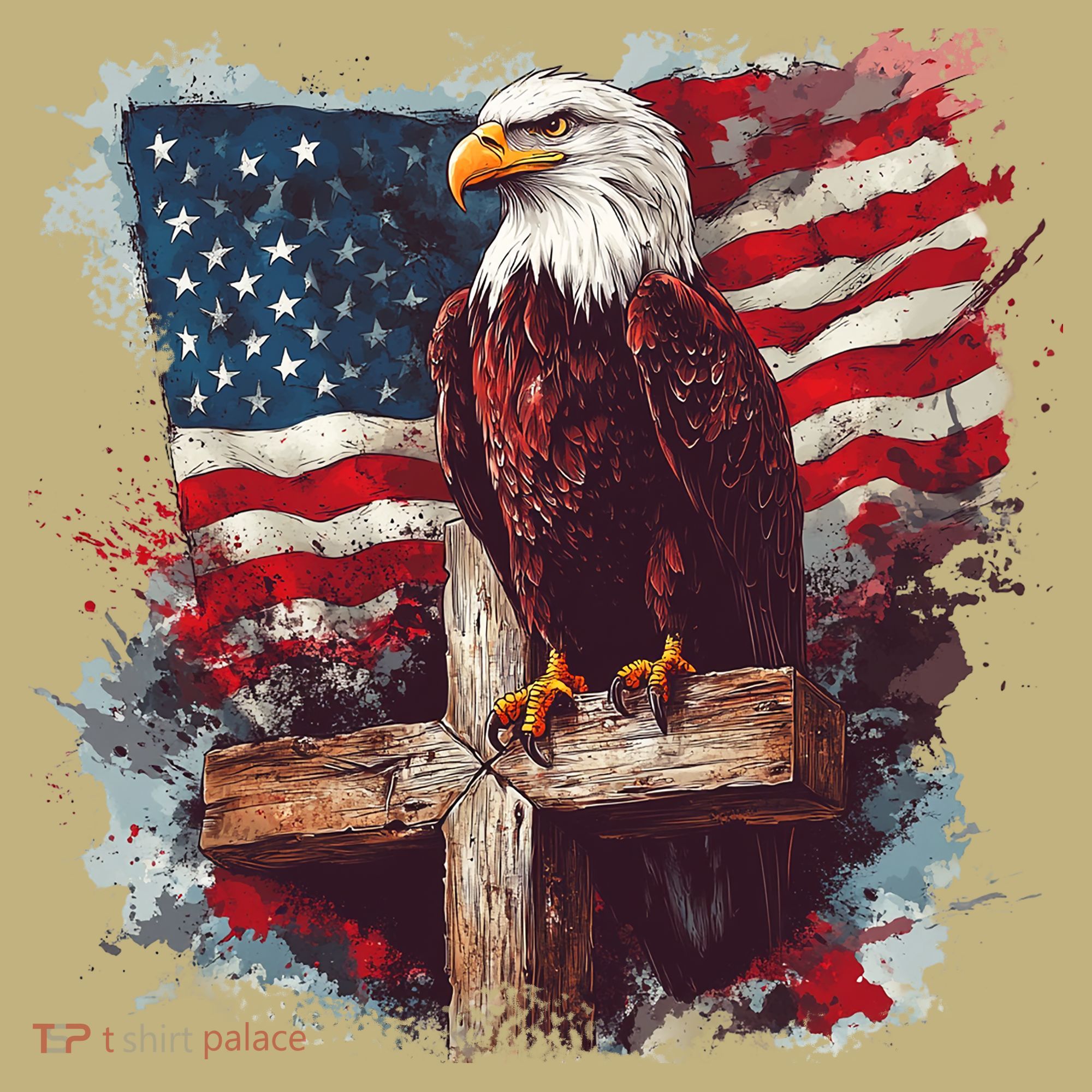 American USA Flag Christian Cross Eagle Mousepad
