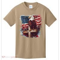 American USA Flag Christian Cross Eagle Kids T-Shirt thumb 0