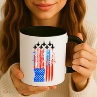 American Usa Flag Fireworks Fighter Jets Coffee Mug thumb 3