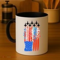 American Usa Flag Fireworks Fighter Jets Coffee Mug thumb 4