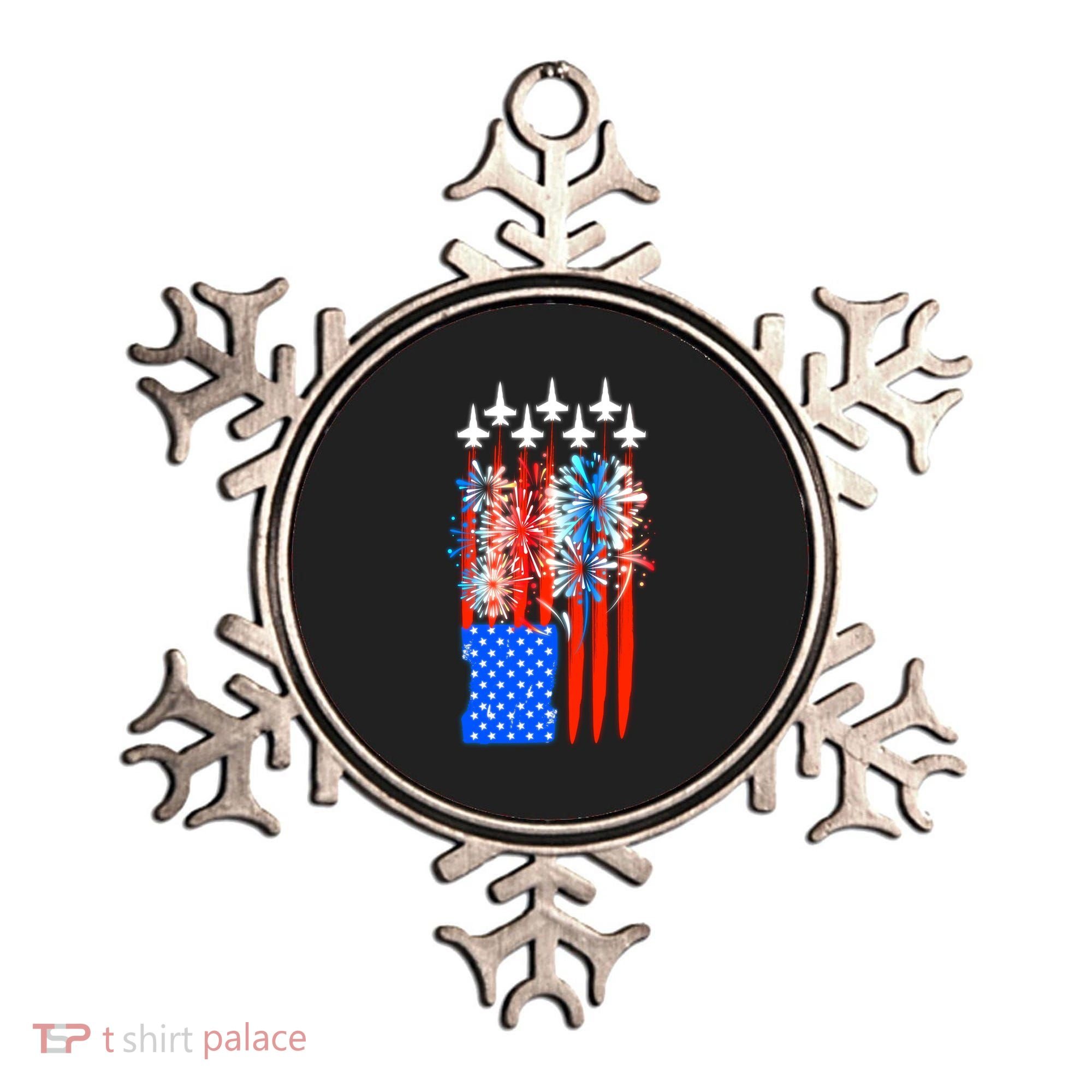 American Usa Flag Fireworks Fighter Jets Ornament