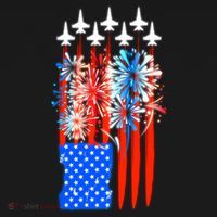 American Usa Flag Fireworks Fighter Jets Ornament thumb 1
