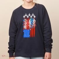 American Usa Flag Fireworks Fighter Jets Women's Sweatshirt thumb 0