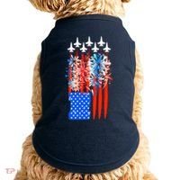 American Usa Flag Fireworks Fighter Jets Doggie Tank thumb 0