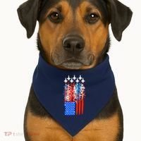 American Usa Flag Fireworks Fighter Jets USA-Made Doggie Bandana thumb 1