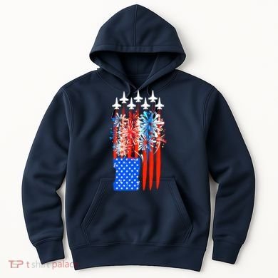 American Usa Flag Fireworks Fighter Jets Hoodie