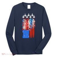American Usa Flag Fireworks Fighter Jets Long Sleeve Shirt thumb 0
