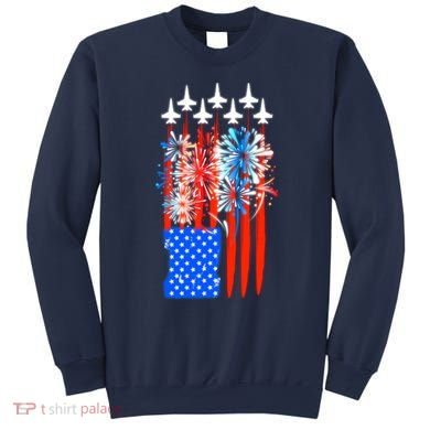 American Usa Flag Fireworks Fighter Jets Sweatshirt
