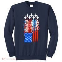 American Usa Flag Fireworks Fighter Jets Sweatshirt thumb 0