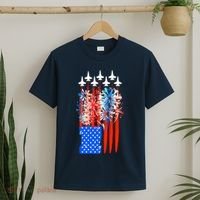 American Usa Flag Fireworks Fighter Jets T-Shirt thumb 2