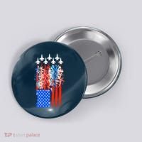 American Usa Flag Fireworks Fighter Jets Button thumb 0