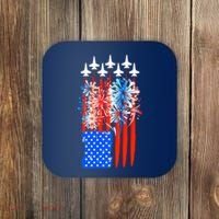 American Usa Flag Fireworks Fighter Jets Coaster thumb 0