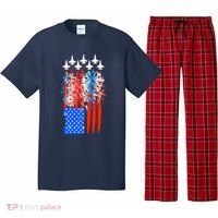 American Usa Flag Fireworks Fighter Jets Pajama Set thumb 0