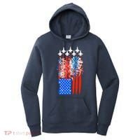 American Usa Flag Fireworks Fighter Jets Women's Hoodie thumb 0