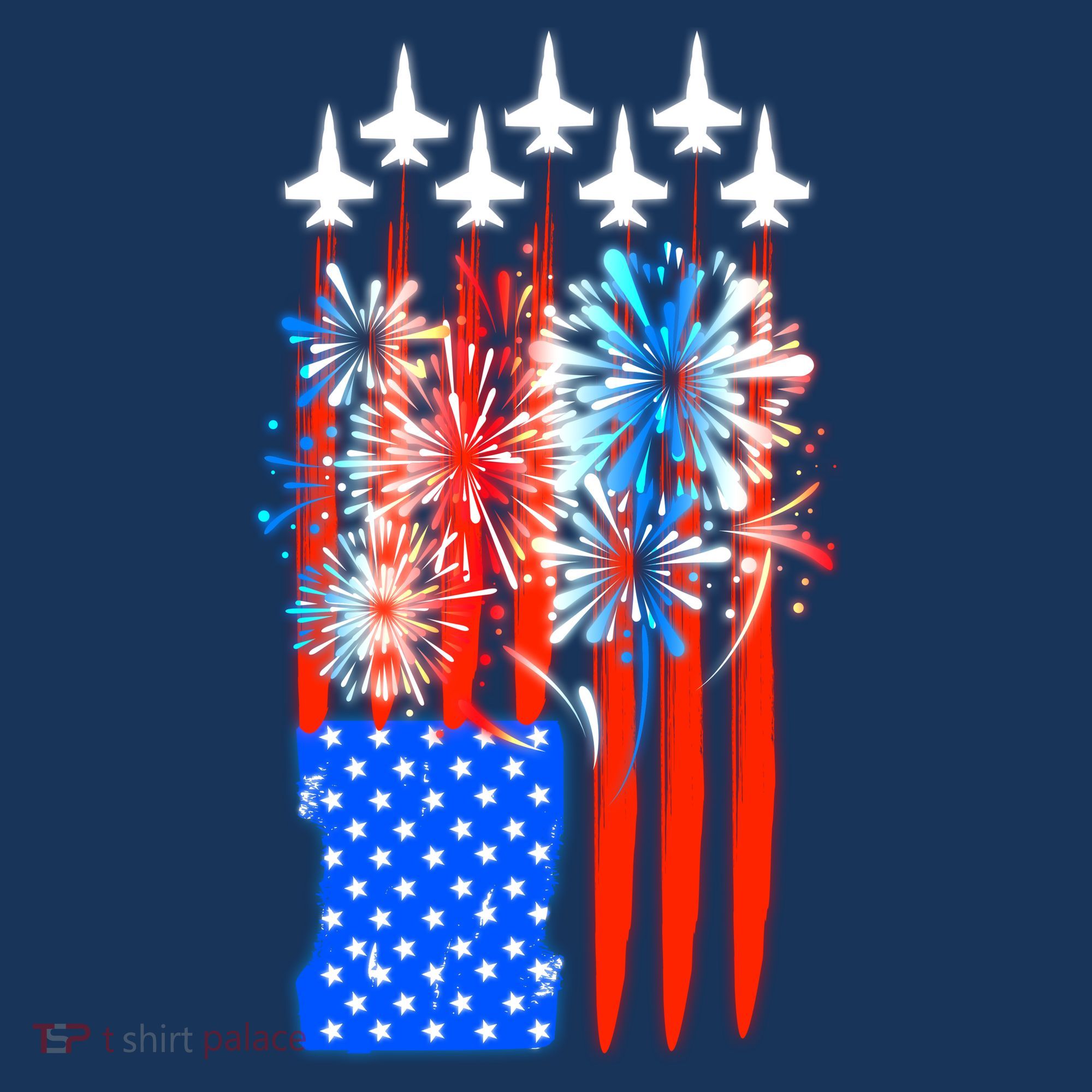 American Usa Flag Fireworks Fighter Jets Women's Hoodie