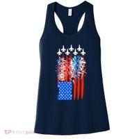 American Usa Flag Fireworks Fighter Jets Women's Tank Top thumb 0