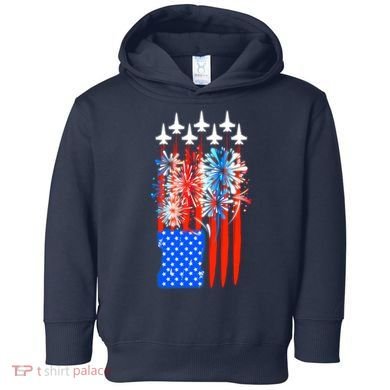 American Usa Flag Fireworks Fighter Jets Toddler Hoodie