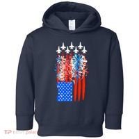 American Usa Flag Fireworks Fighter Jets Toddler Hoodie thumb 0