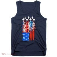 American Usa Flag Fireworks Fighter Jets Tank Top thumb 0