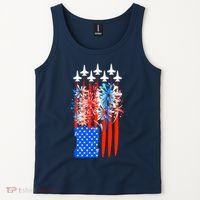 American Usa Flag Fireworks Fighter Jets Tank Top thumb 2