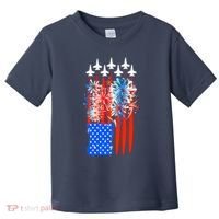 American Usa Flag Fireworks Fighter Jets Toddler T-Shirt thumb 0