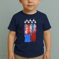 American Usa Flag Fireworks Fighter Jets Toddler T-Shirt thumb 2